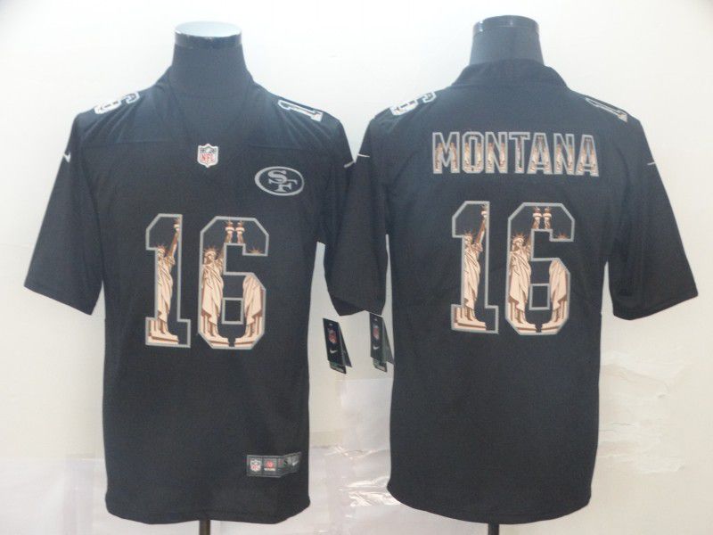 Men San Francisco 49ers #16 Montana Black Goddess fashion Edition Nike NFL Jerseys->san francisco 49ers->NFL Jersey